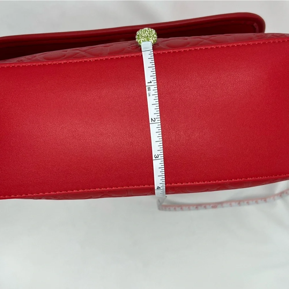 NWT CXL by Christian Lacroix‎ Clara Embossed Logo Shoulder Bag Red